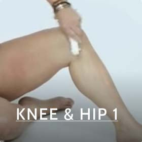 thumbnail from the knee and hip tutorial part 1, guiding viewers through the initial steps of FasciaBlaster treatment in these areas.